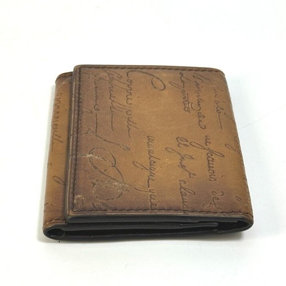 Berluti Cali Graffiti Pass case name card holder Card Case Leather Brown - Picture 10 of 12